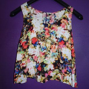 xhilaration Floral Crop Open Back Top SIze M